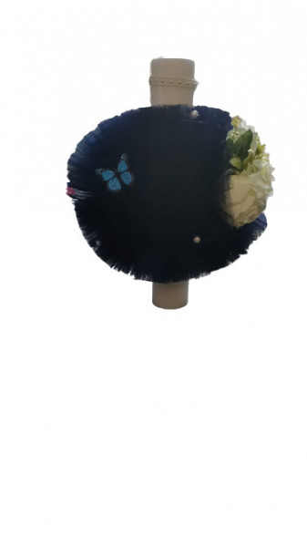 Lumanare de botez bleumarin cu trandafiri, cu ornamente florale, hug 102, en gross