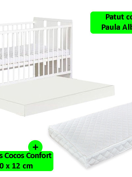 Patut Cu Sertar Klups Paula Alb + Saltea 12 MyKids