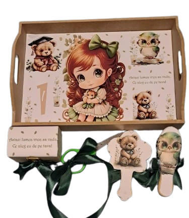 Tavita de turta, Fetita in verde, set de 5 piese