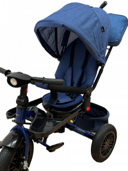 Tricicleta 6088 cu pozitie de somn, scaun reversibil si far cu lumini si sunete,albastru
