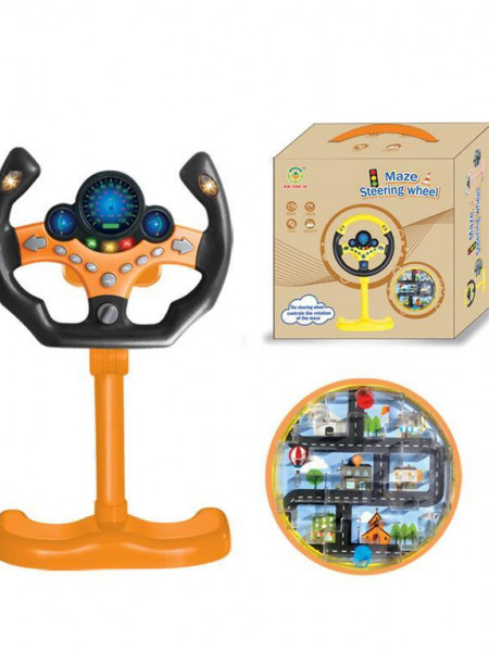 Volan de jucarie ergonomic cu tija de prindere,portocaliu