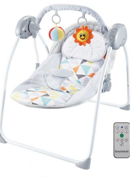 Balansoar electric bebe, cu telecomanda si melodii incluse, A2, Grey