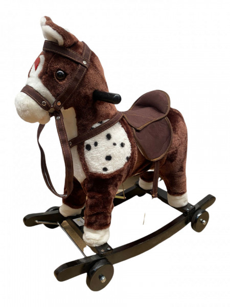 Calut balansoar, cu manere, din plus, cu sunete, maro, h 50 cm, maro cu pete