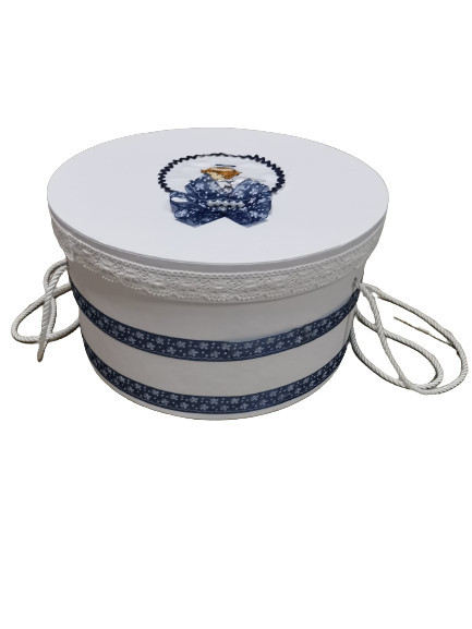 Cufar pentru trusou botez,cu broderie pe capac, en gros