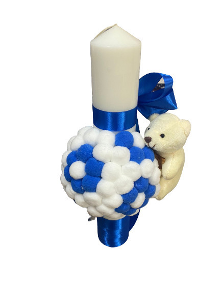 Lumanare de botez,ornament pufuleti multicolori,HUG4