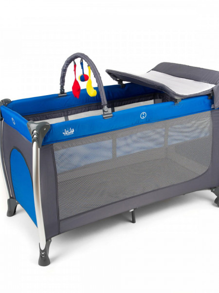 Patut pliant aluminiu 2 niveluri Juju Sweet Naps, Albastru-Gri