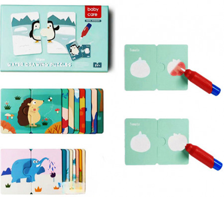 Puzzle baby care, de colorat cu apa, 16 piese, cu 4 tematici