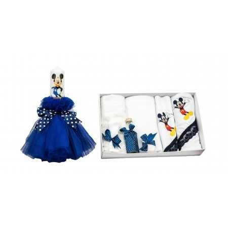Set botez Mickey Mouse, lumanare si trusou, bleumarin
