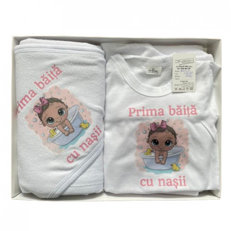 Set prima baita, Bebelusul in cadita, roz, 3 piese, en gros