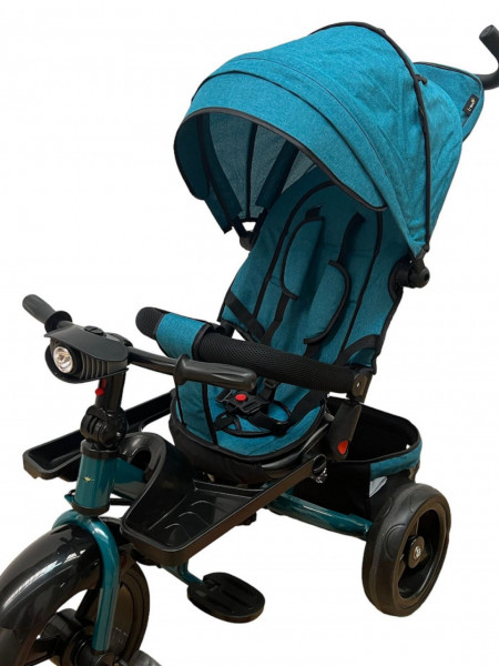 Tricicleta copii ,cu pozitie de somn, scaun rotativ, muzica si lumini, SL02, verde