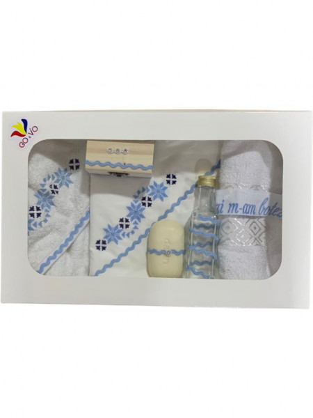Trusou Botez cu Broderie Traditonal, bleu, en gros