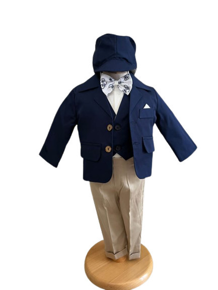 Costum de botez Grey Blu,, sezon primavara-toamna, 0-9 luni, bleumarin, en gros