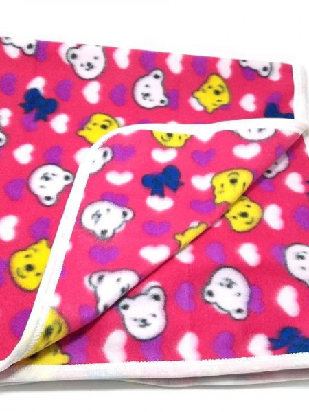 Paturica fleece roz imprimat, 75x75 cm