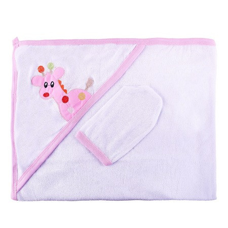 Prosop bebe cu broderie roz, 110*72 cm