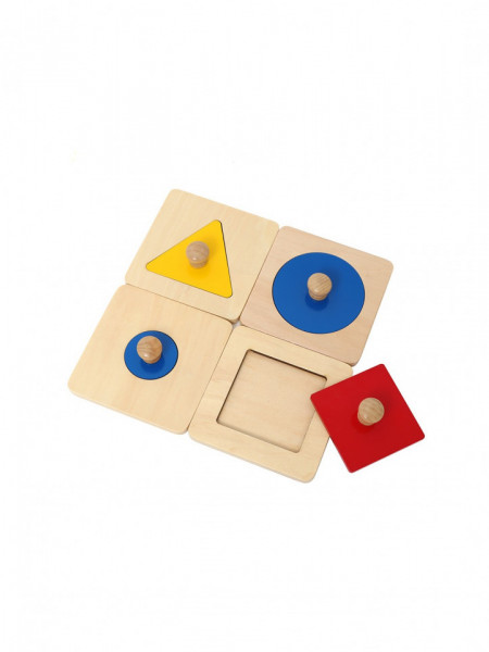 Set 4 puzzle Montessori cu maner Forme Geometrice
