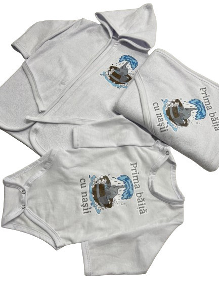 Set prima baita, Elefantul cu umbrela, bleu, 3 piese, en gros
