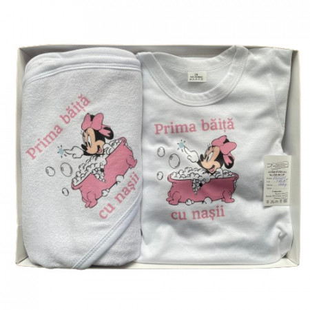 Set prima baita, Minnie in cadita, roz, 3 piese, en gros