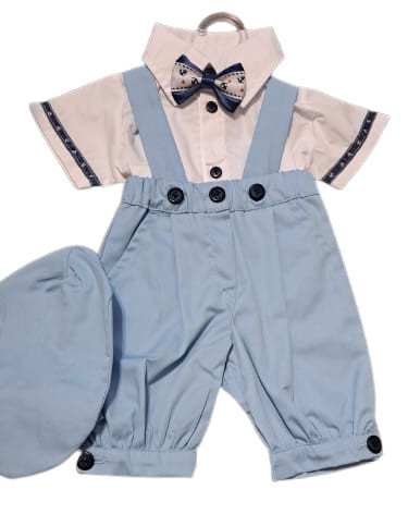 Costum de vara, pantalon 3/4, 4 piese,bleu,