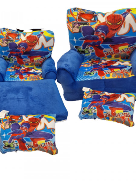 Fotoliu de plus, extensibil, 2 placi, Spiderman, cu perna cadou