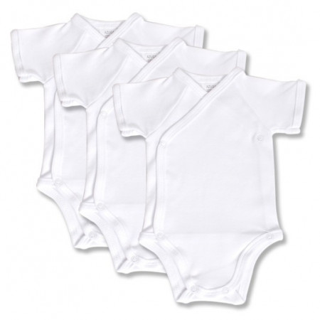 Set 3 body-uri albe petrecute cu maneca scurta, 0-9 luni. EN GROS