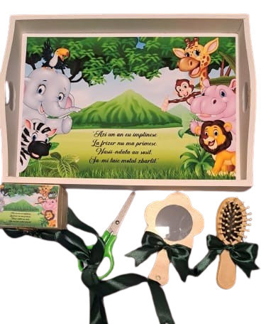 Tavita de turta, Jungla, realizata pe tavita vopsita, set de 5 piese, engros