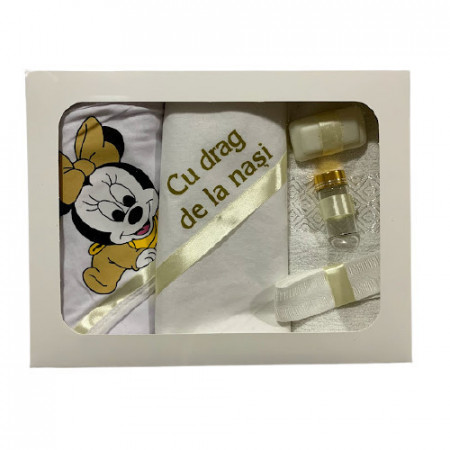 Trusou pentru botez,cu imprimeu,Mickey Mouse,galben auriu,6 piese, en gros