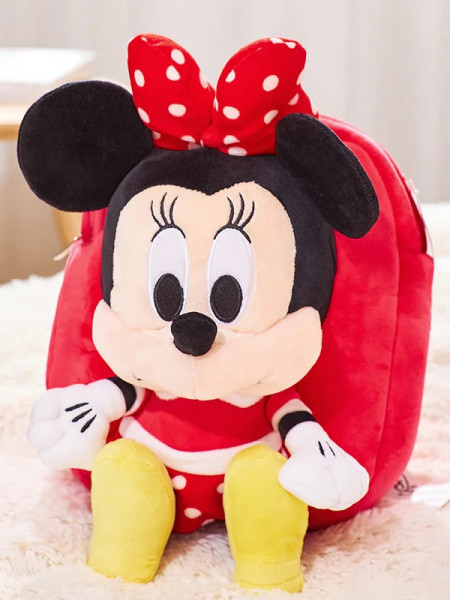 Ghiozdan plus Minnie Mouse rosu cu mascota baby