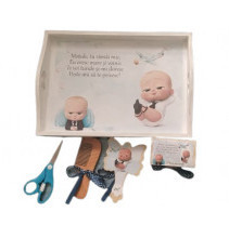 Tavita de mot din lemn vopsit,5 piese,Boss Baby,albă