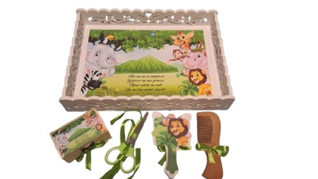 Tavita de mot, material MDF, cu margini dantelate, 33x24 cm,Jungle Party