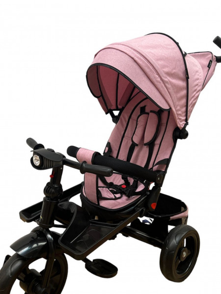 Tricicleta copii ,cu pozitie de somn, scaun rotativ, muzica si lumini, SL02,roz