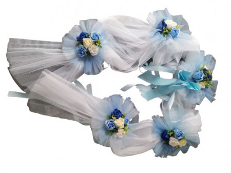 Aranjament cristelnita cu flori artificiale,albastru