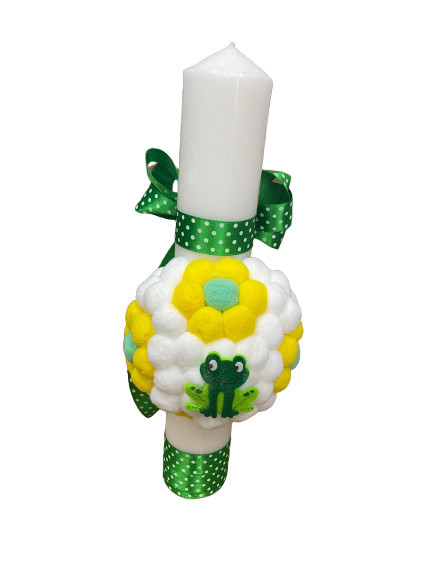 Lumanare de botez,ornament pufuleti multicolori,HUG1