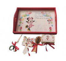 Tavita de mot,din lemn vopsit,5 piese,Minnie Mouse,rosu