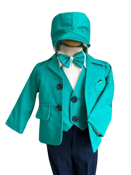 Costum de botez Grey Blu,, sezon primavara-toamna, 0-9 luni,turquaz