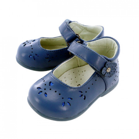 Pantofi fete,albastru cu floricica