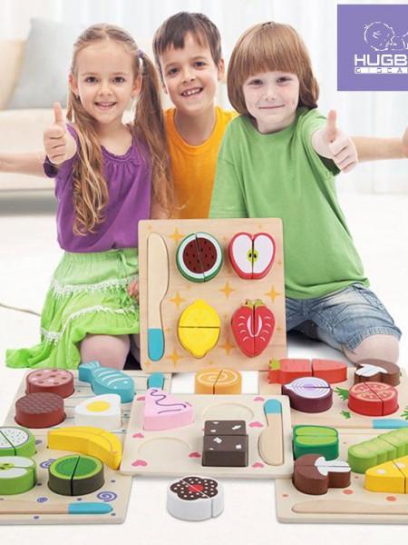 Set 3 puzzle 3D lemn Jucarii de bucatarie Feliate