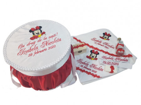 Set trusou si cufar personalizat. Minnie, alb-rosu, 7 piese