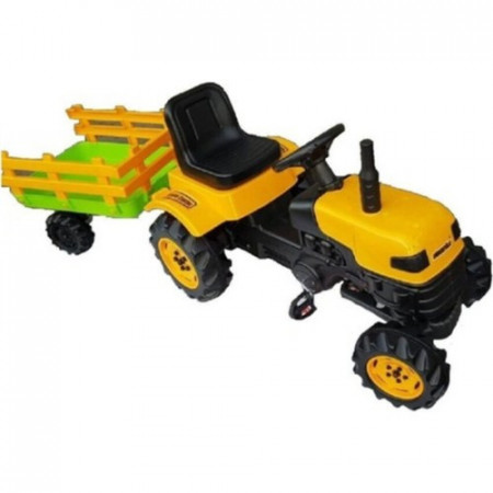 Tractor pentru copii cu pedale si remorca
