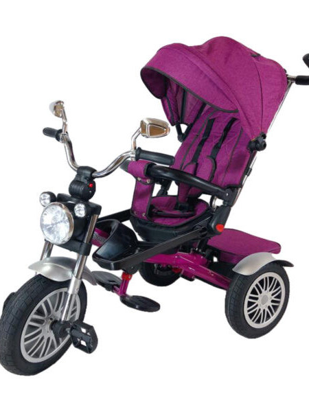 Tricicleta copii, cu scaun rotativ, pozitie de somn si roti cauciuc, max 25 kg, 9luni-5 ani, 5199, mov