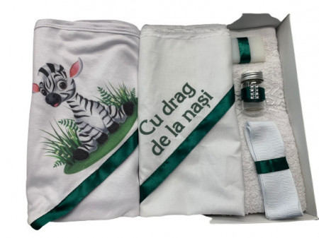 Trusou de botez, 6 piese, Zebra, imprimat, en gros