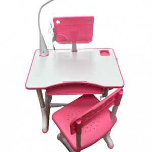 Birou cu scaun pentru copii si lampa,roz