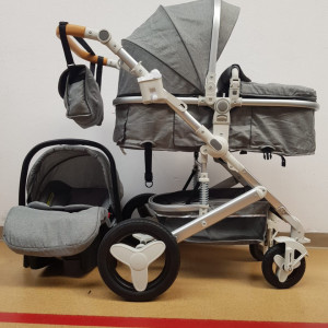 CARUCIOR 3 IN 1, CU LANDOU TRANSFORMABIL SI SCOICA, 0-36 LUNI, HUG 530W, GRI - Img 2