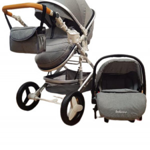 CARUCIOR 3 IN 1, CU LANDOU TRANSFORMABIL SI SCOICA, 0-36 LUNI, HUG 530W, GRI - Img 5