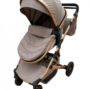 Carucior bebe, 3 in 1, lansou reversibil, cadru aluminiu,  foarte usor, suspensii pe roti, T2,, crem