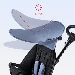 Carucior sport ultrausor, compact,cu scaun reversibil, parasolar rotativ, protectie UV, 6 luni-3 ani, negru/roz - Img 3