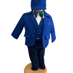 Costum de botez Grey Blu,, sezon primavara-toamna, 0-9 luni, albastru - Img 1