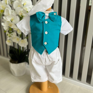 Costum de vara elegant, Dandy, albastru,0-12 luni - Img 3