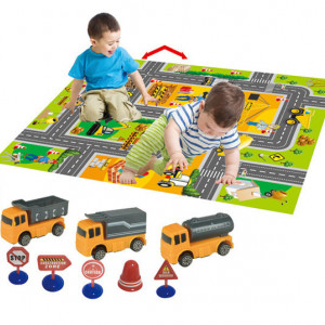 Covoras de joaca,cu masinute incluse-constructi.