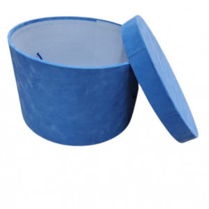 Cutie cufar rotunda din catifea pentru trusou botez,bleu,EN GROS - Img 1