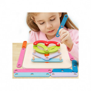 Joc din lemn Montessori Geoboard litere, cifre si culori - Img 4